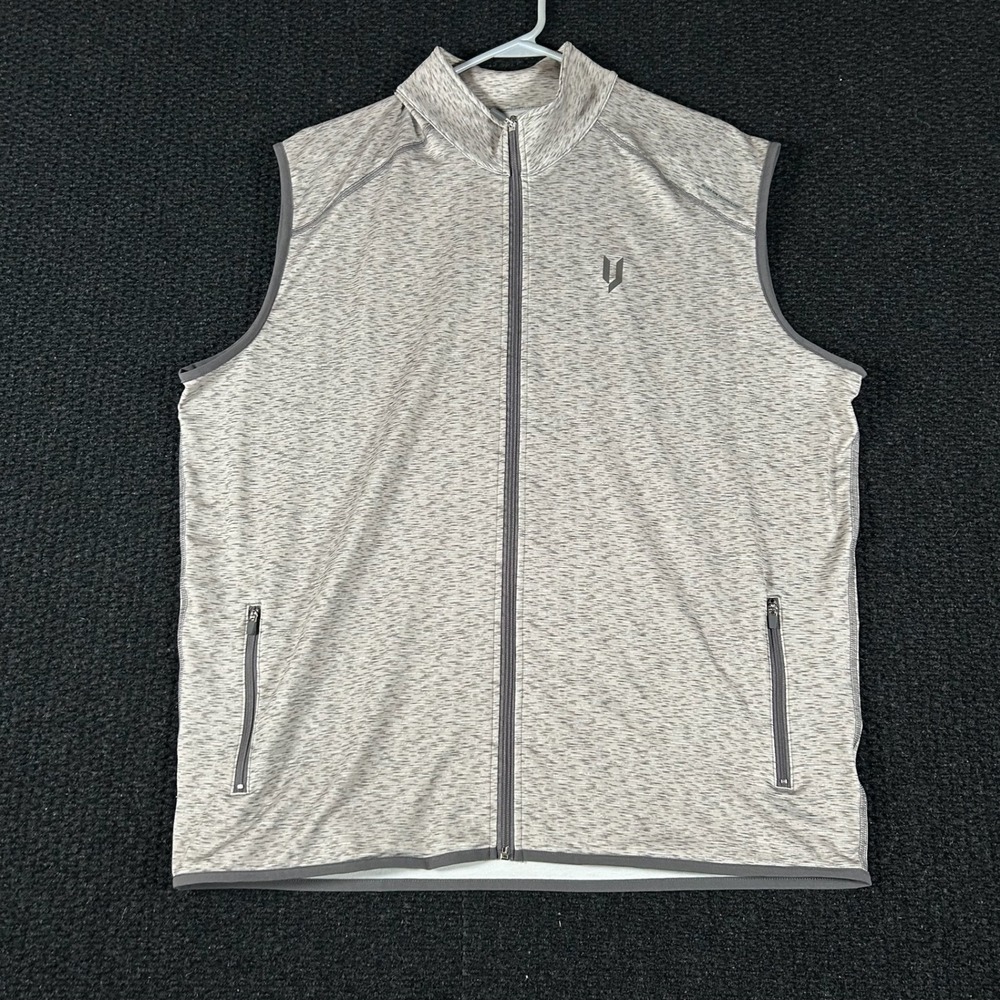 IRON JOC Mens Full Zip Sleeveless‎ Vest XL Heather Gray Performance Activewear
